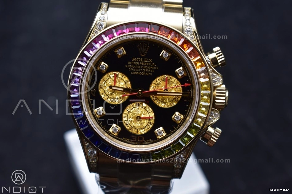 779 Edition Diamonds on Dial SH ZF Black Bracelet Rainbow Daytona 1:1 116598RBOW Timeless YG Best 0124